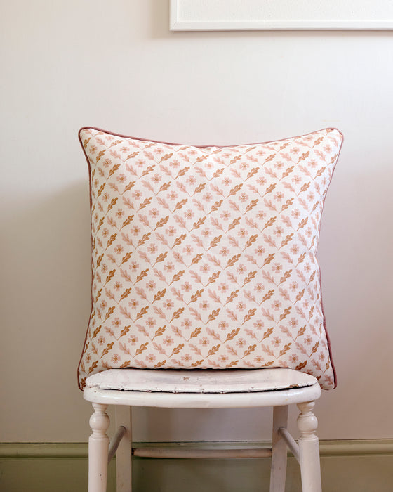 Oxalis Oak linen cushion, toffee