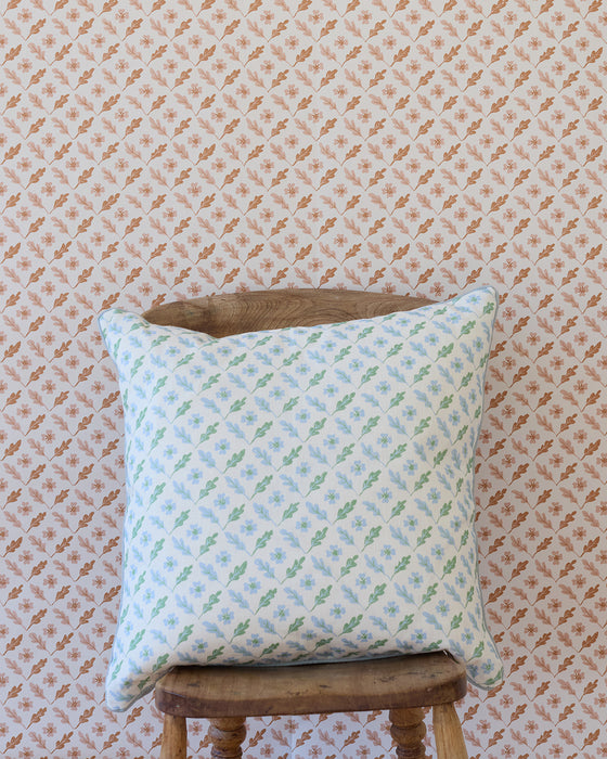 Oxalis Oak linen cushion, peppermint