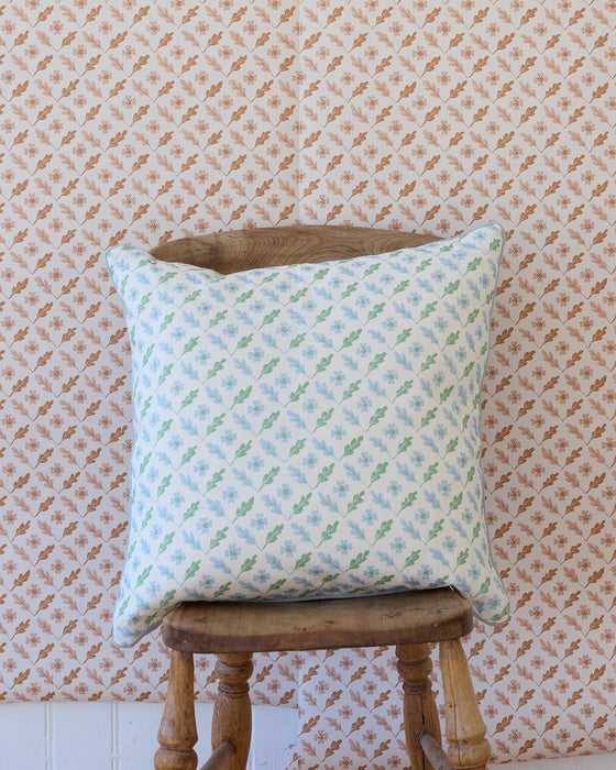 Oxalis Oak linen cushion, peppermint