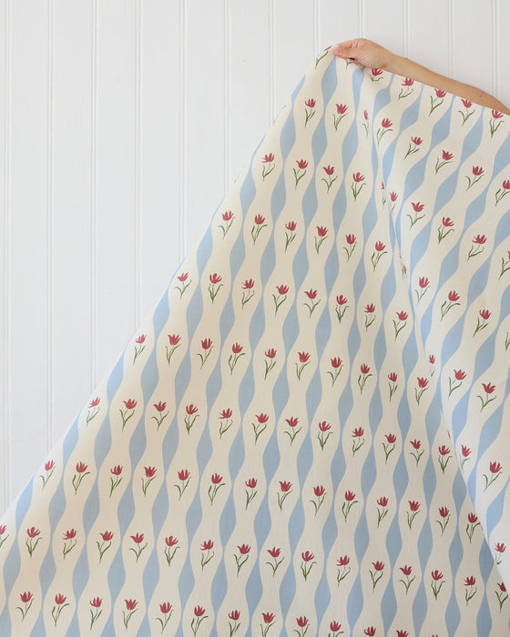 Tulip Wave linen, sky