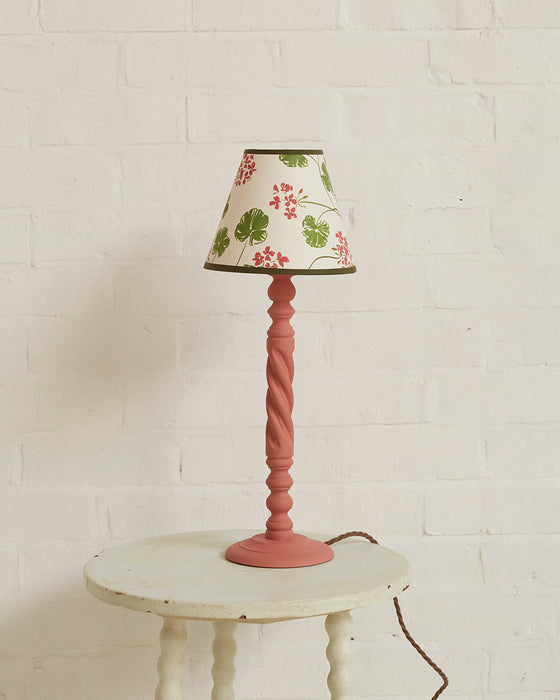 Geraniums, paper lampshade, empire