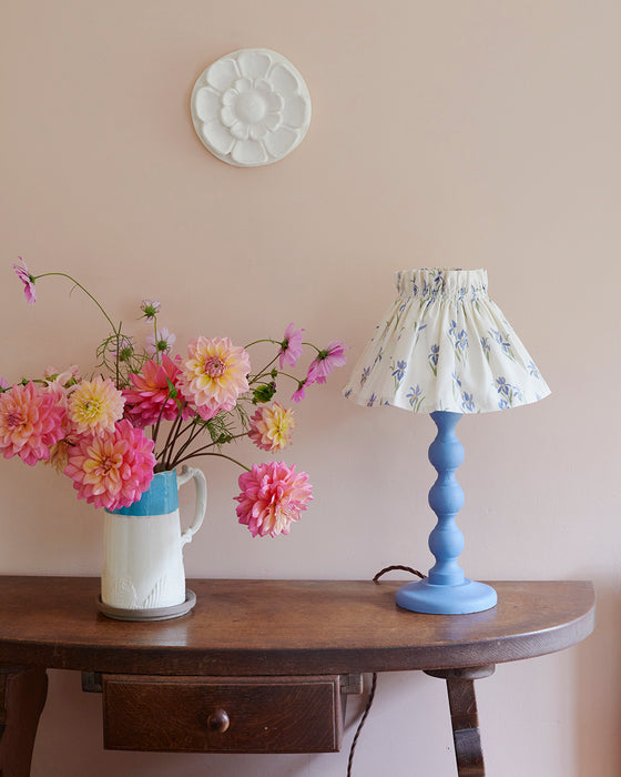 Iris, calico skirt lampshade