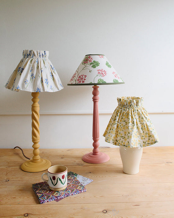 Iris, calico skirt lampshade