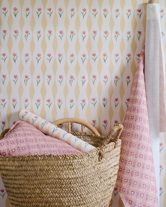 Tulip Wave wallpaper - straw