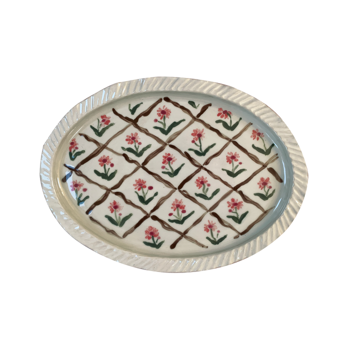 Pottery platter, carnation