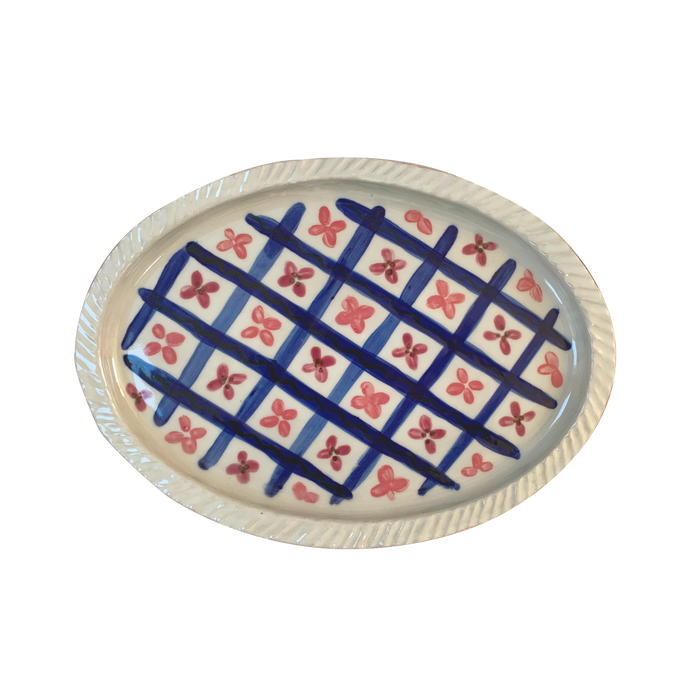 Pottery platter, lattice