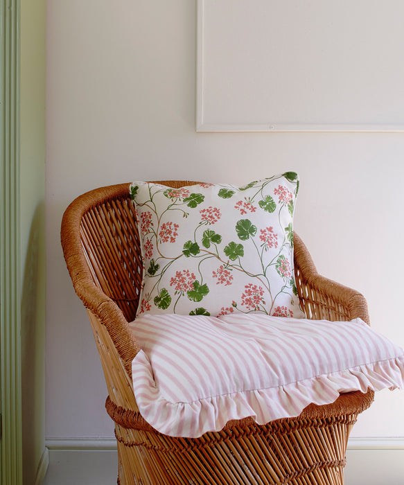 Geraniums, piped cushion