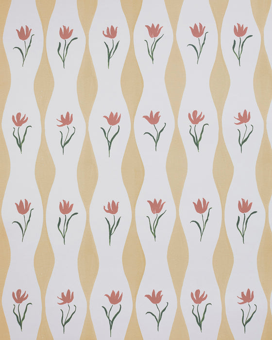 Tulip Wave wallpaper - straw