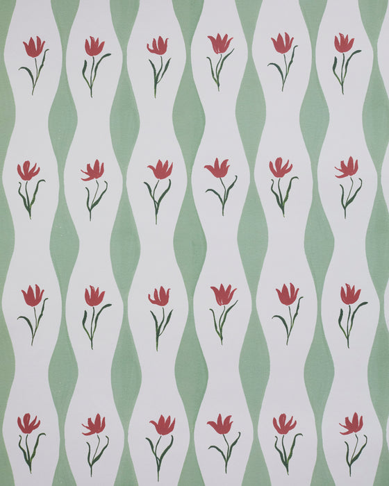 Tulip Wave wallpaper, pistachio